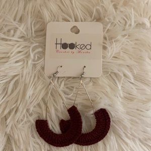 Boutique Maroon/silver dangle crocheted earrings